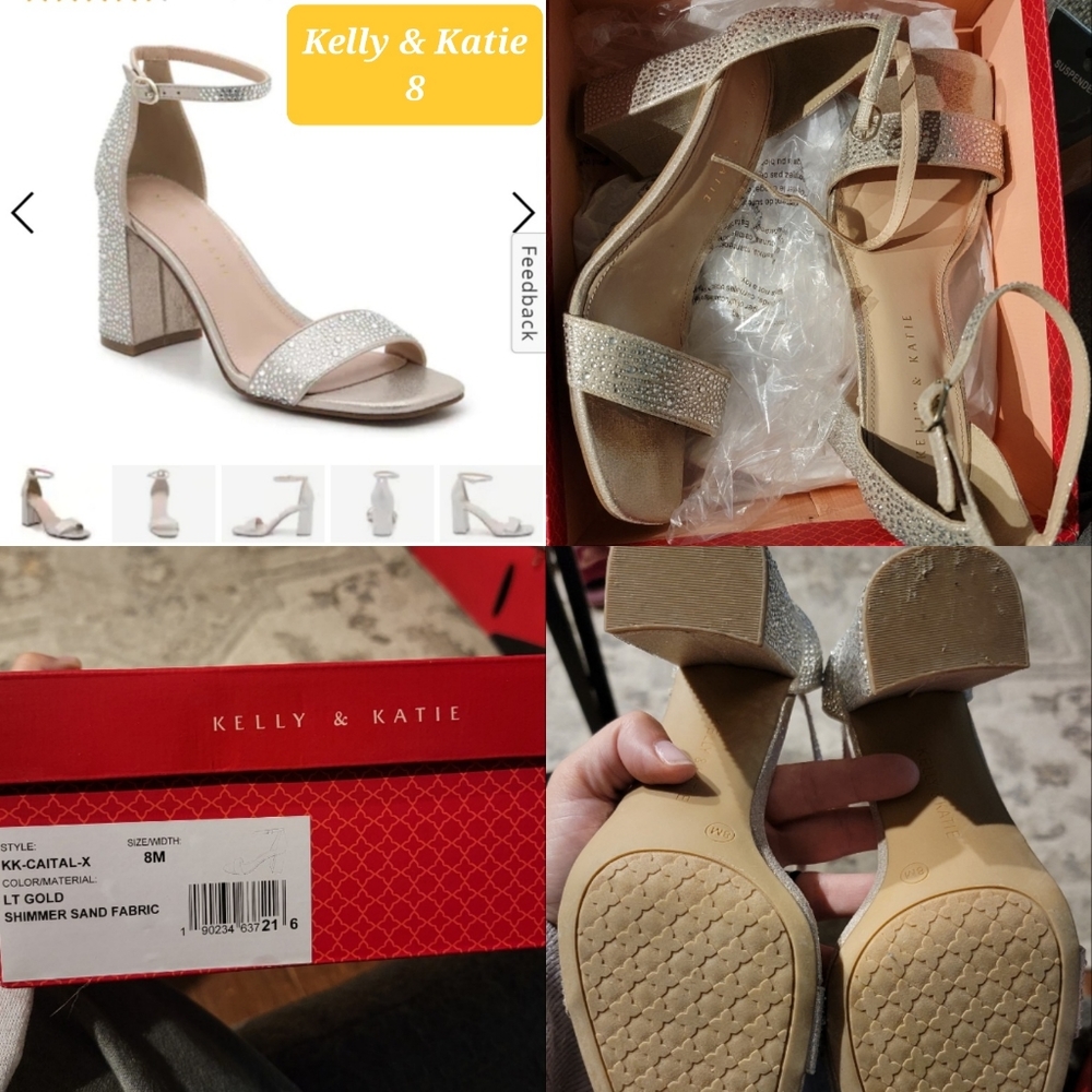 Sparkly gold Kelly & Katie heels size 8